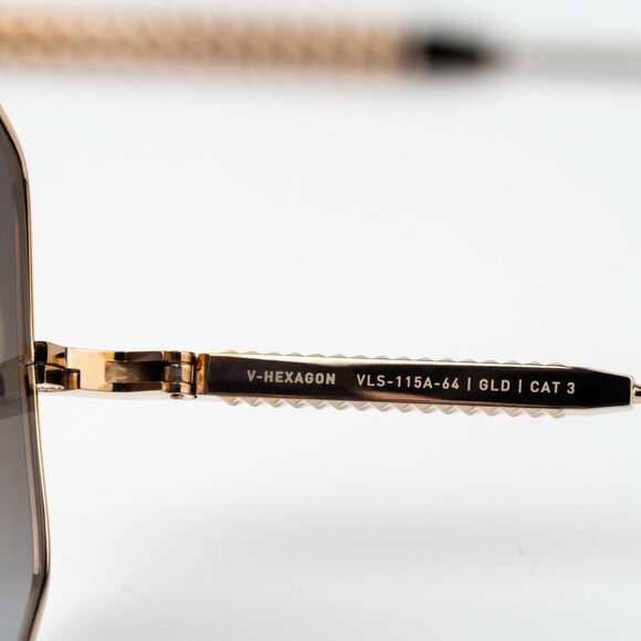 Valentino Men Sunglasses Titanium Gold Grey Oversized Aviator V - HEXAGON - Picture 8 of 16